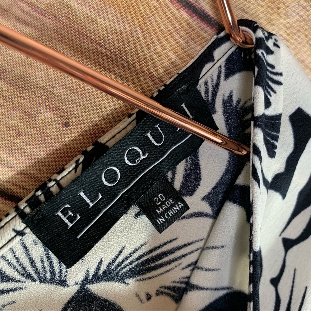 Eloquii Black and White Floral Midi Dress Bold Print - Picture 9 of 11